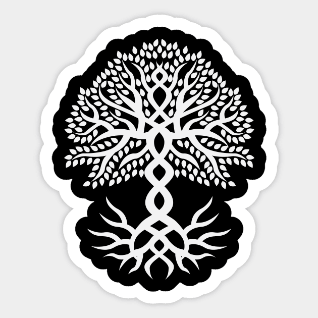 Yggdrasil The Tree of Life White Sticker by AshotTshirt